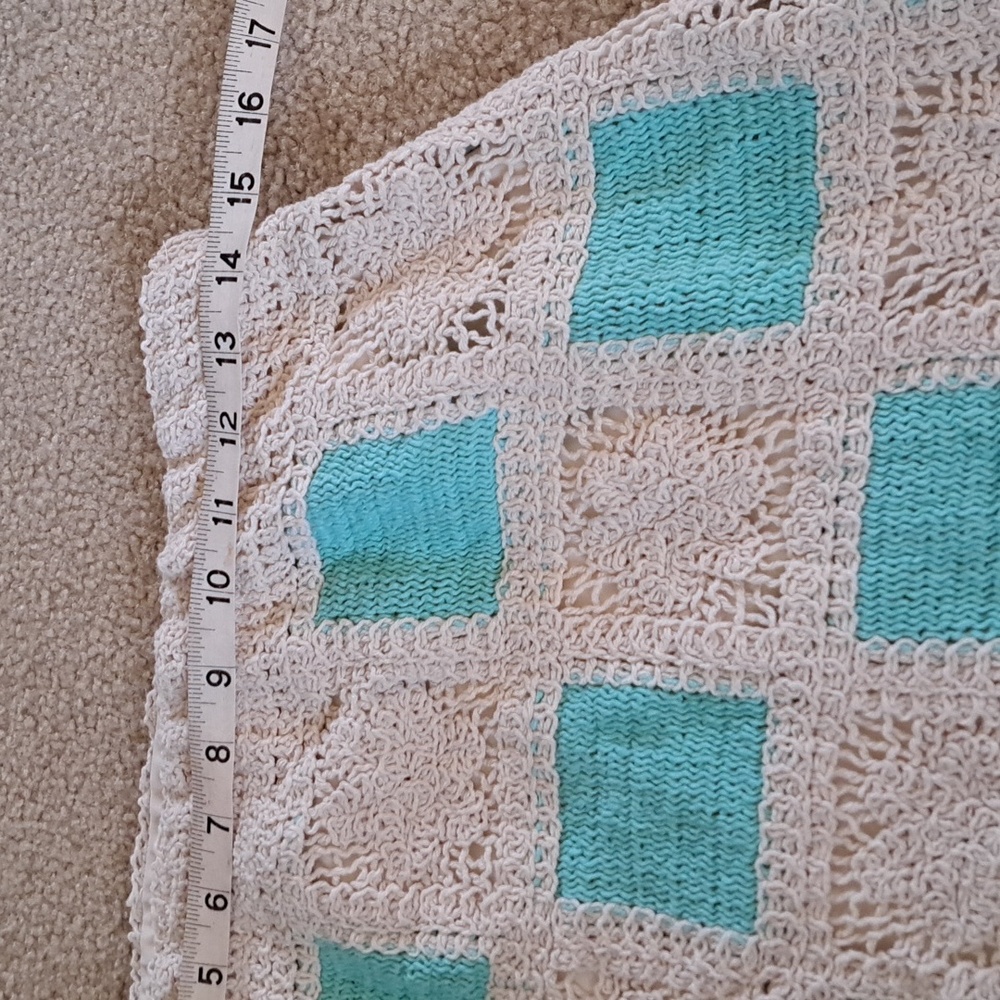 AZ Crochet Vest and Skirt Set in Cream and Turquoise - Picture 7 of 8